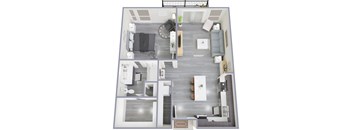 C 1Bed 1Bath Floor Plan at Rendezvous Urban Flats, Arizona, 85701