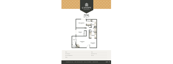 A floor plan for a 2 bedroom, 2 bath apartment at Canopy Apartments.