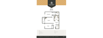 A Canopy Apartments floor plan for a 2 bedroom, 2 bath apartment at Forest.