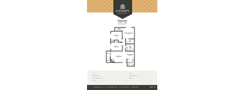 A floor plan for a 3 bedroom, 2 bath apartment at Canopy Apartments.