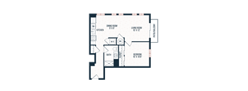 the floor plan of a bedroom apartment with a bathroom and a living room