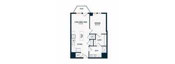a floor plan of a bedroom apartment with an open floor plan