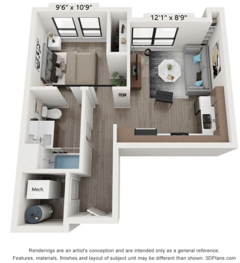 Old Town Lofts 3D Floor Plan Image