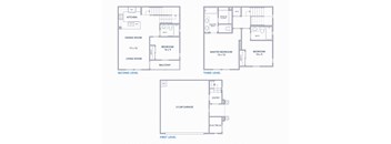 CasaLago Eastlake Apartments 2D Floor Plans 3 Bedroom