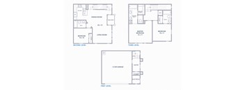 CasaLago Eastlake Apartments 2D Floor Plans 3 Bedroom