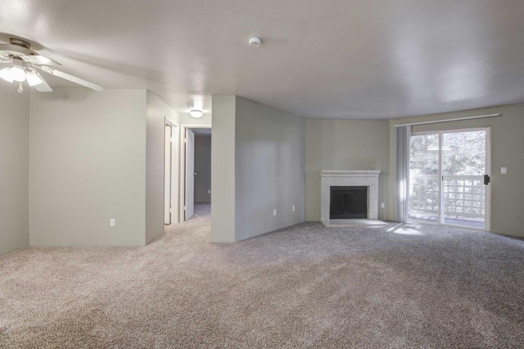 Cascadia Pointe Apartments in Everett, Washington Living Room with Fireplace