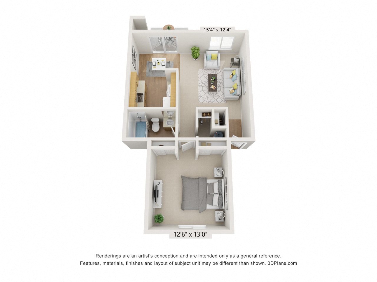 Central Pointe 1x1 Floor Plan