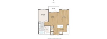 Centric One90 Apartments in Plano, Texas One Bedroom Floor Plan