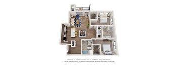 Vicinity at Horn Rapids Channel Two Bedroom Two Bathroom Floor Plan