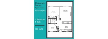 Clearwater Square Apartments 2x1 Floor Plan