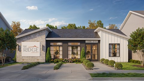 The Ridge Leasing Office is a modern building with a welcoming entrance.