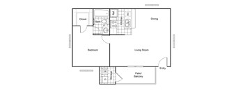 Cobble Hill Apartments in Fort Worth, Texas A1 Reno Floor Plan