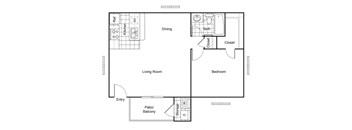 Cobble Hill Apartments in Fort Worth, Texas A2 Floor Plan