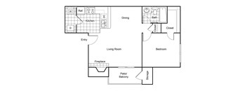 Cobble Hill Apartments in Fort Worth, Texas A3 Floor Plan