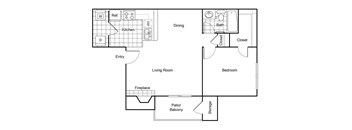 Cobble Hill Apartments in Fort Worth, Texas A3 Reno Floor Plan