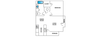 Columbine West One Bedroom One Bathroom Floor Plan