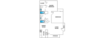 Columbine West Two Bedroom Two Bathroom Floor Plan