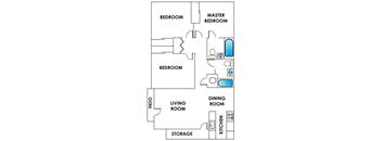 Columbine West Three Bedroom Two Bathroom Floor Plan