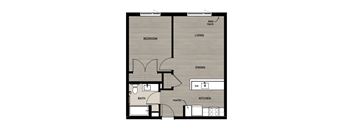 Copperleaf Northgate New Affordable Apartments in Seattle, Washington One Bedroom Floor Plan
