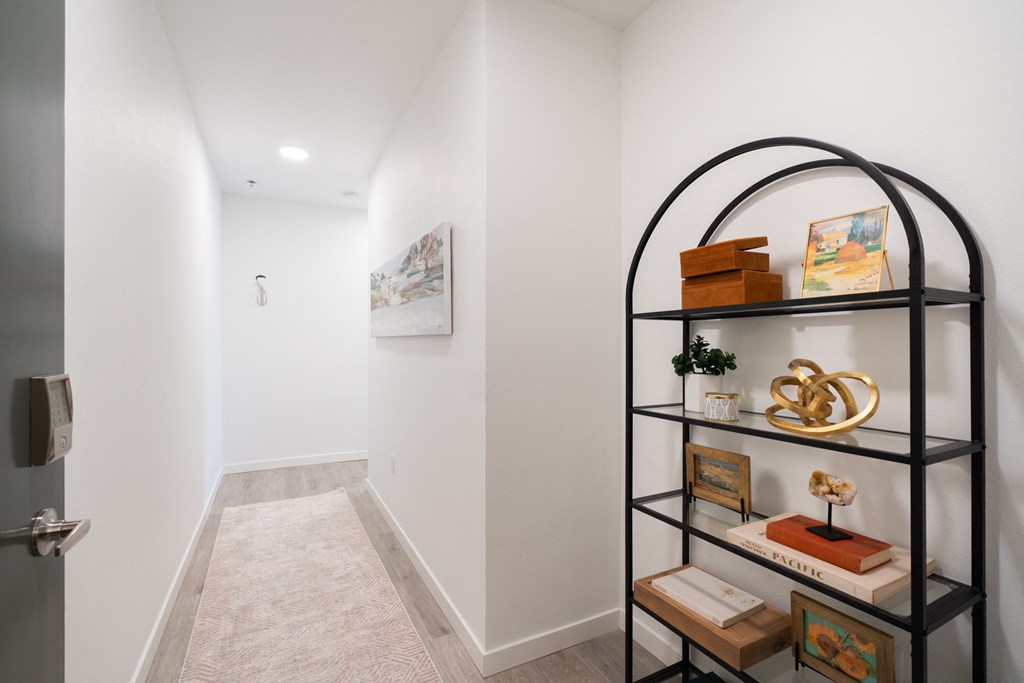 a hallway with a HenleyPlace_Milwaukie_OR_Model_entry