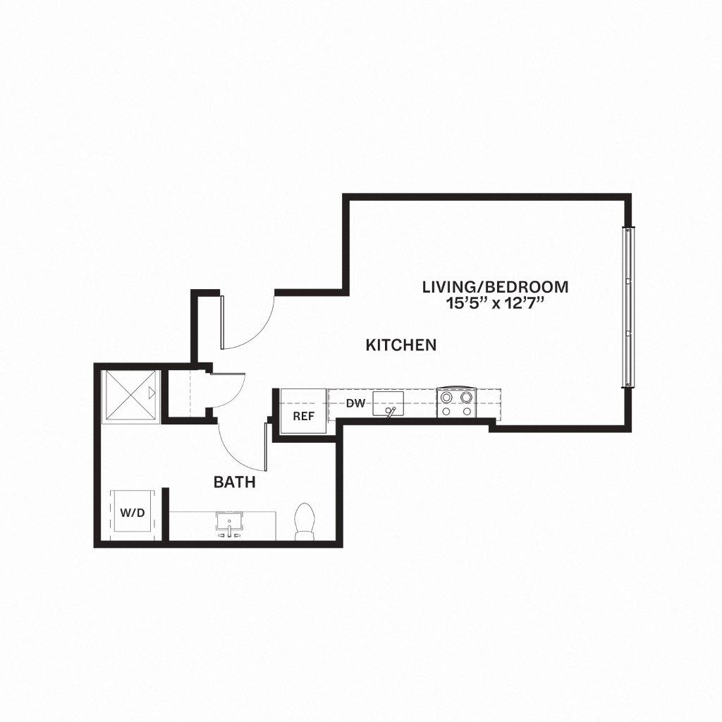 A2 Floor Plan at Corner 63 Apartments in Seattle, Washington