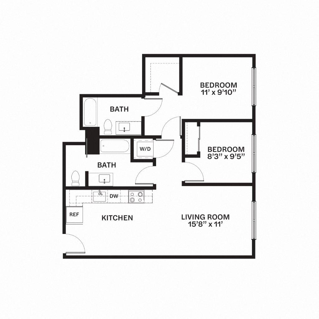 F1 Floor Plan at Corner 63, Seattle, Washington