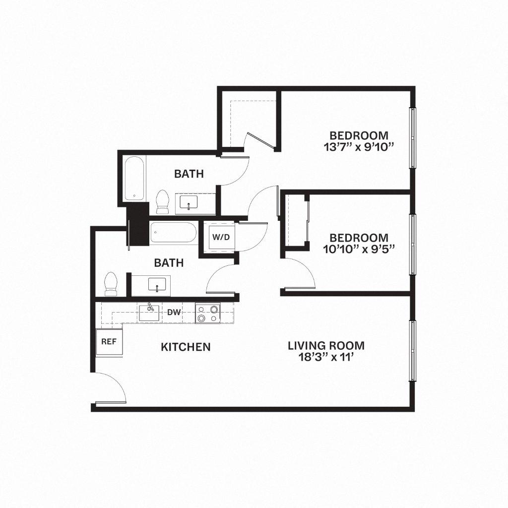F2 Floor Plan at Corner 63, Washington