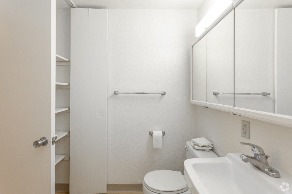a bathroom with a sink and a toilet and a mirror