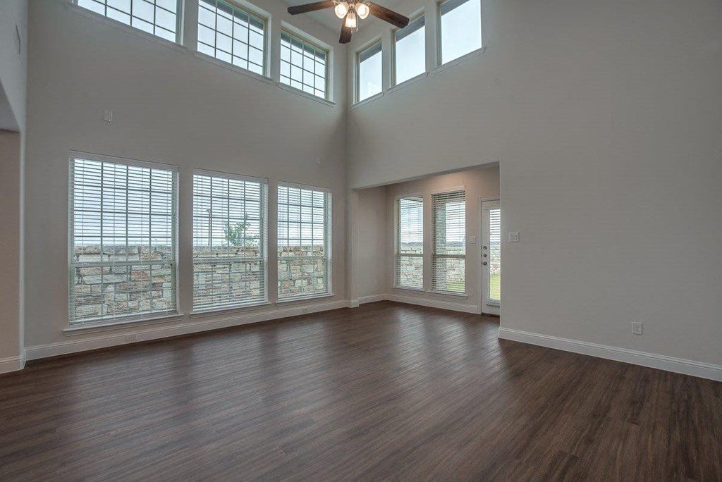 Cottages at the Realm Living Room with Large Windows