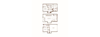 A diagram of a house with three floors, each floor having a different layout.