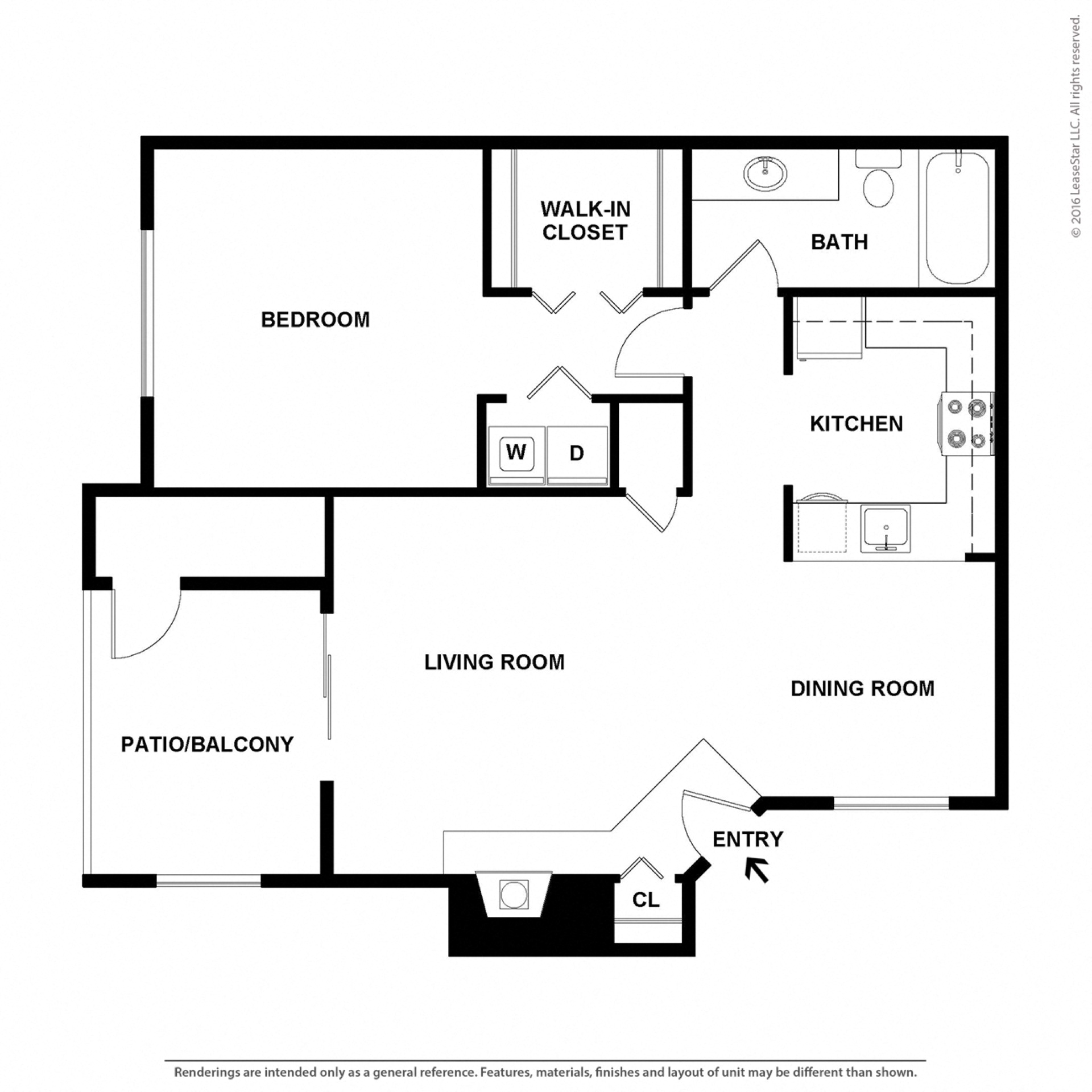 Crosspointe Apartments One Bedroom One Bathroom Floor Plan
