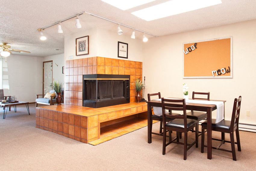 Crown Village Apartments Leasing Office with Fire Place - Photo Gallery