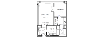 Crystal House Apartments in Arlington, Virginia 1x1 Floor Plan