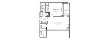 Crystal House Apartments in Arlington, Virginia 1x1 Floor Plan