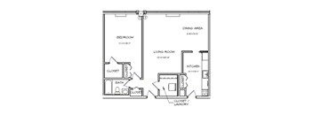 Crystal House Apartments in Arlington, Virginia 1x1 Floor Plan