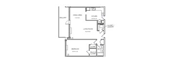 Crystal House Apartments in Arlington, Virginia 1x1 Floor Plan