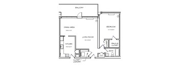 Crystal House Apartments in Arlington, Virginia 1x1 Floor Plan