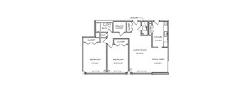 Crystal House Apartments in Arlington, Virginia 2x1 Floor Plan