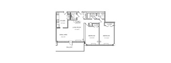 Crystal House Apartments in Arlington, Virginia 2x1.5 Floor Plan