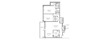 A black and white image of a floor plan for a house.