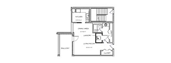 Crystal House Apartments in Arlington, Virginia Studio Floor Plan