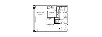 Crystal House Apartments in Arlington, Virginia Studio Floor Plan
