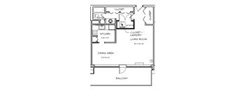 Crystal House Apartments in Arlington, Virginia Studio Floor Plan