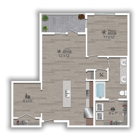 Discovery at the Realm Apartments 1A.1 2D Floor Plan