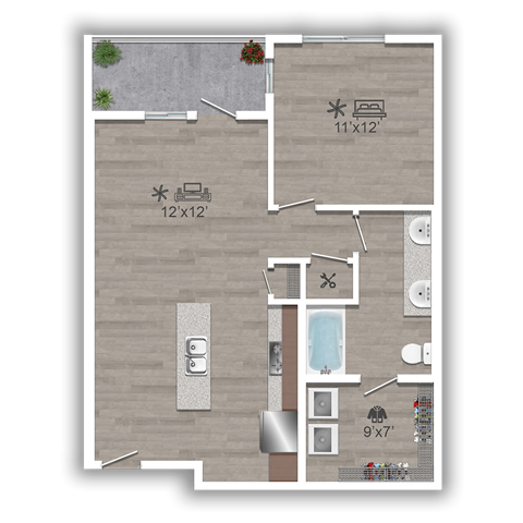 Discovery at the Realm Apartments 1A 2D Floor Plan