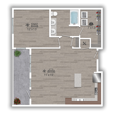 Discovery at the Realm Apartments 1B 2D Floor Plan