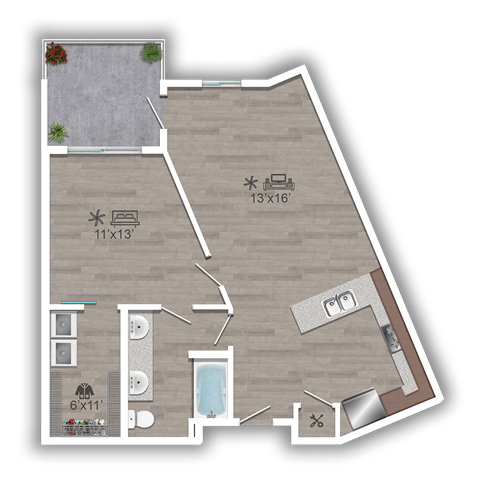 Discovery at the Realm Apartments 1C.1 2D Floor Plan