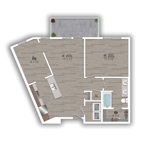 Discovery at the Realm Apartments 1H 2D Floor Plan