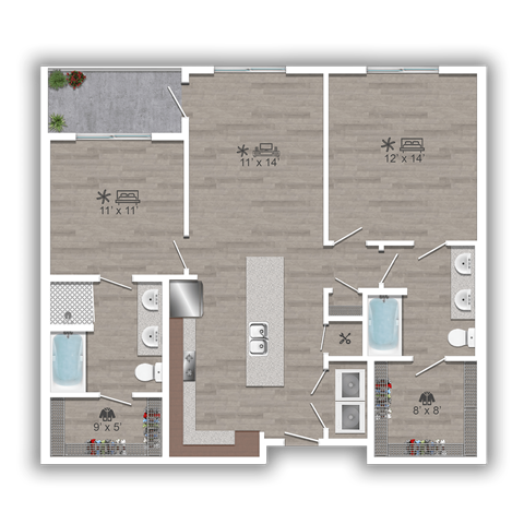 Discovery at the Realm Apartments 2A 2D Floor Plan