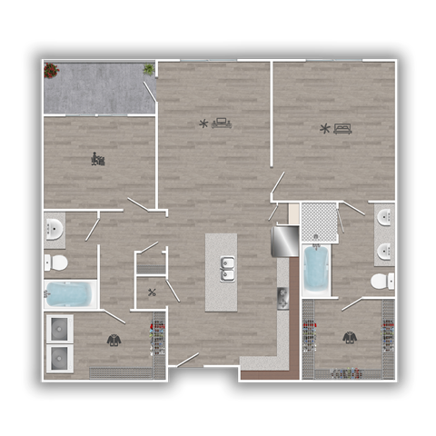 Discovery at the Realm Apartments 2I 2D Floor Plan